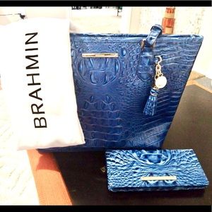 Beautiful blue Brahmin purse & wallet